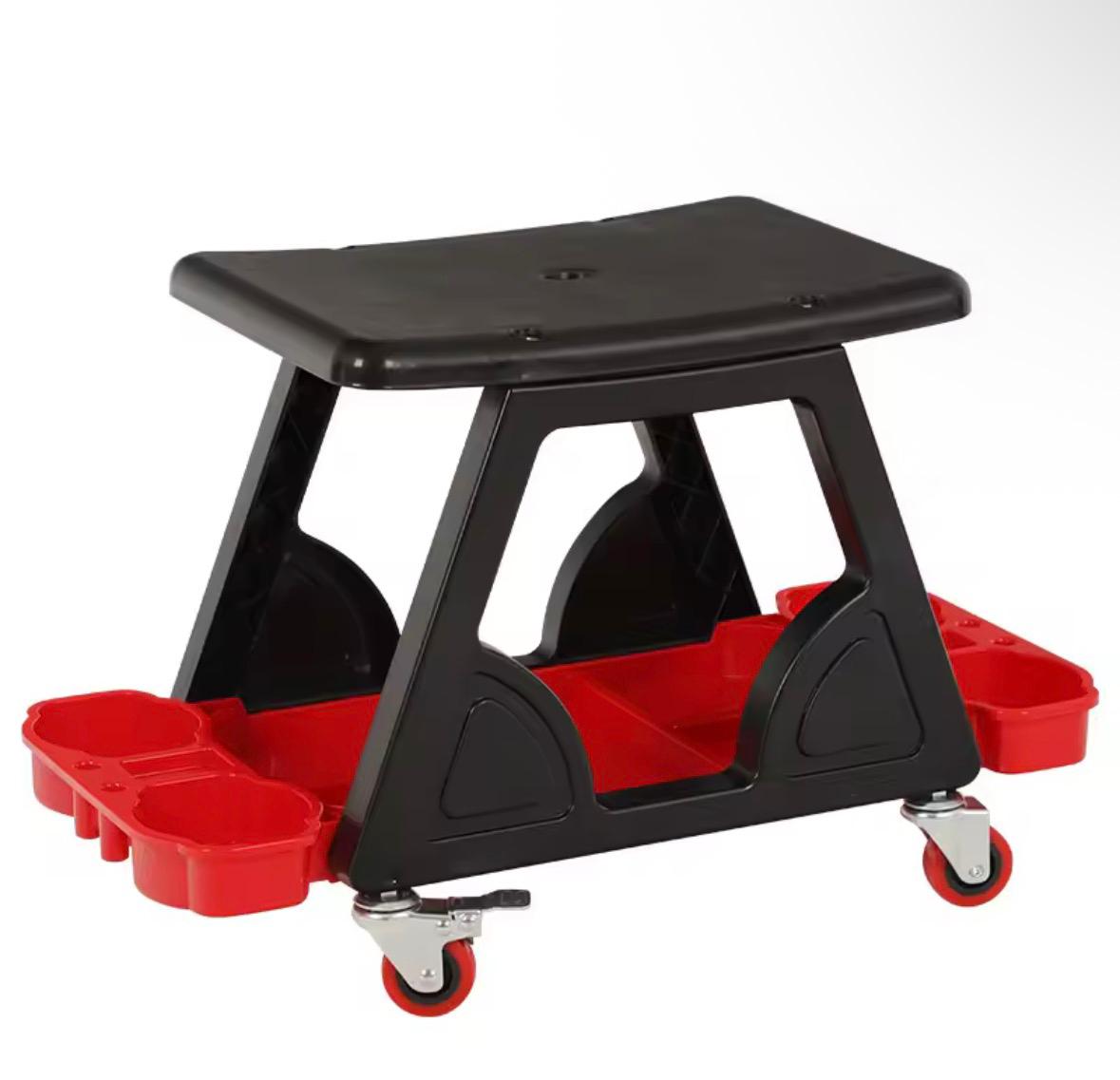 Banco rodante multiusos con ruedas y organizador de herramientas — asiento para taller